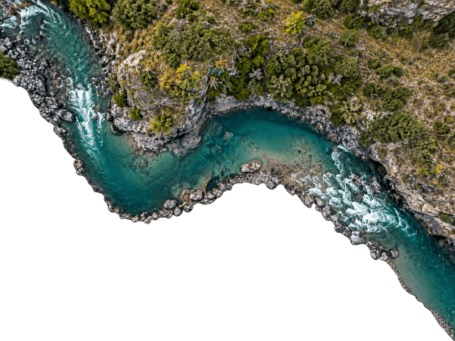 An aerial river with a second stream of diamonds branching from its left bend, representing potential revenue from unused compute.